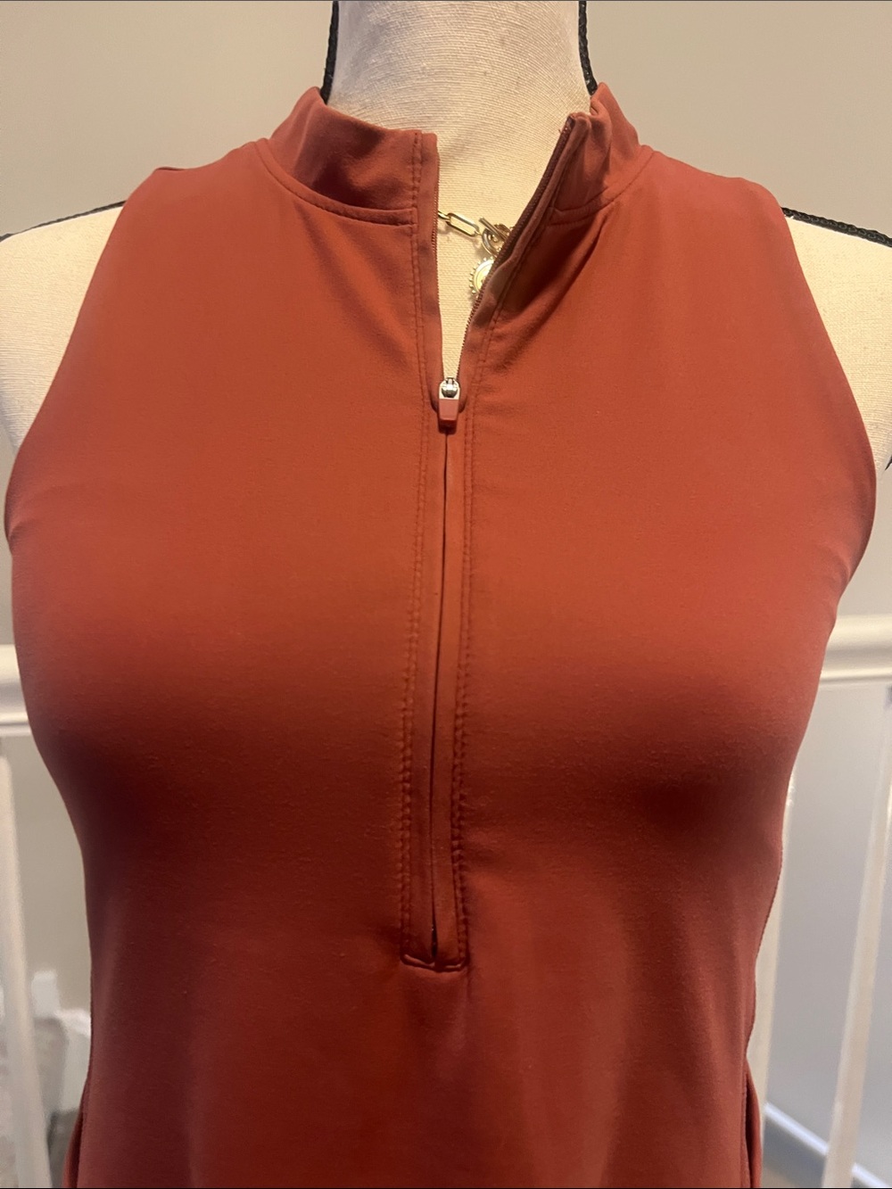 Zella Rust Zip-Front Sleeveless Mini Dress - Picture 3 of 4
